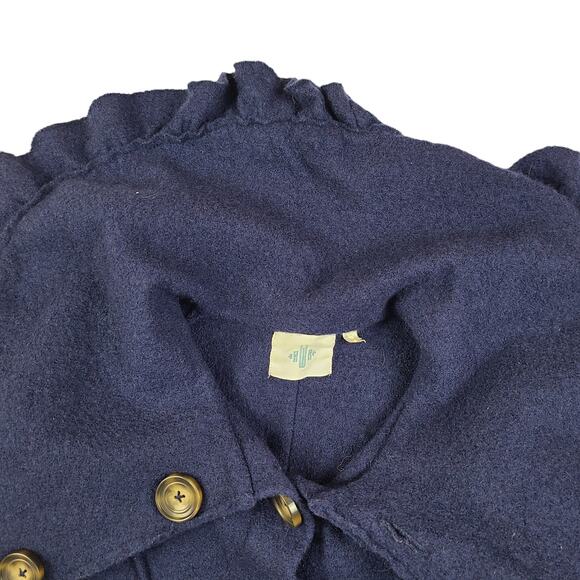 Anthropologie HWR Cardigan Sweater Wool Navy Blue Size XS Button Front - Picture 5 of 5